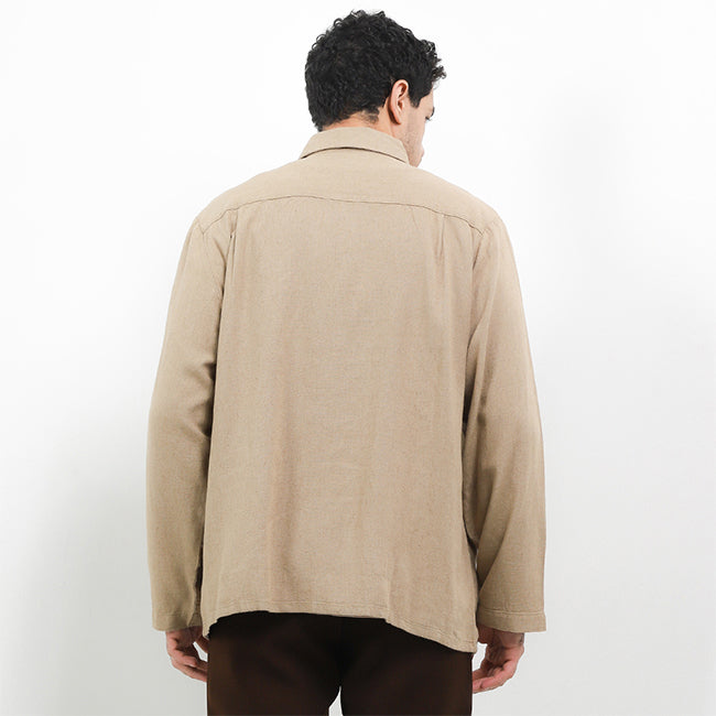 Hush Puppies Pakaian Pria Jackets Linen Kimoto In Khaki