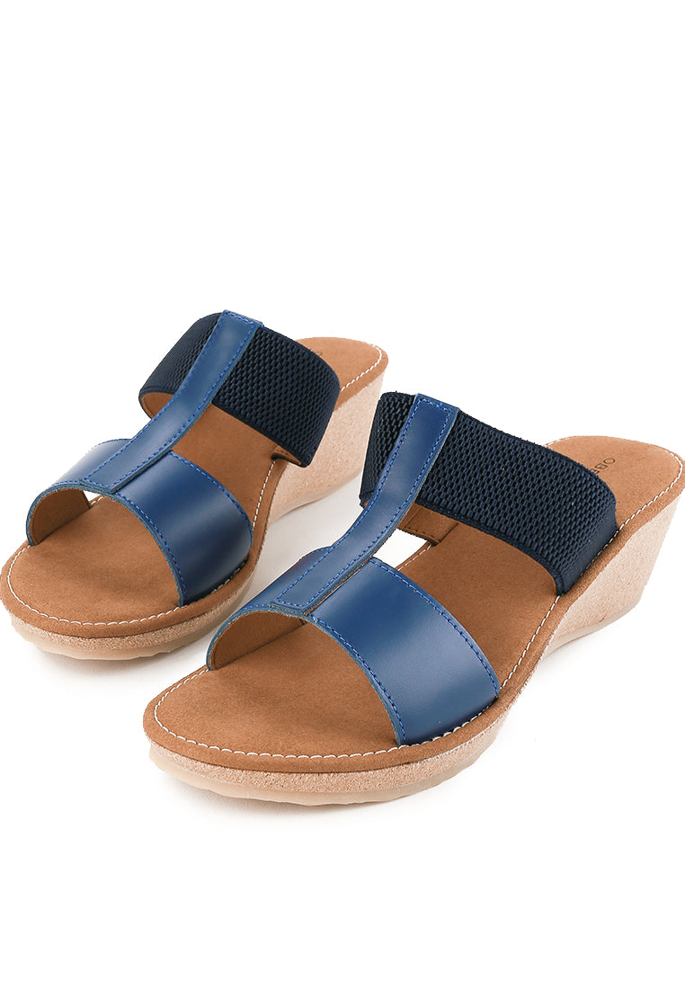 Obermain Sandal Wedges Wanita Jasmin Mabley - Slip On In Navy