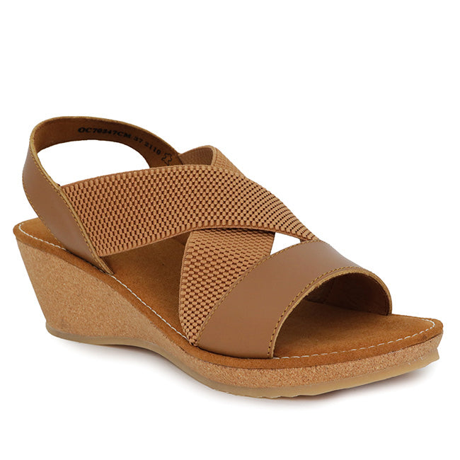Obermain Sepatu Wedges Wanita Jasmin Mabley - Ankle Strap In Camel