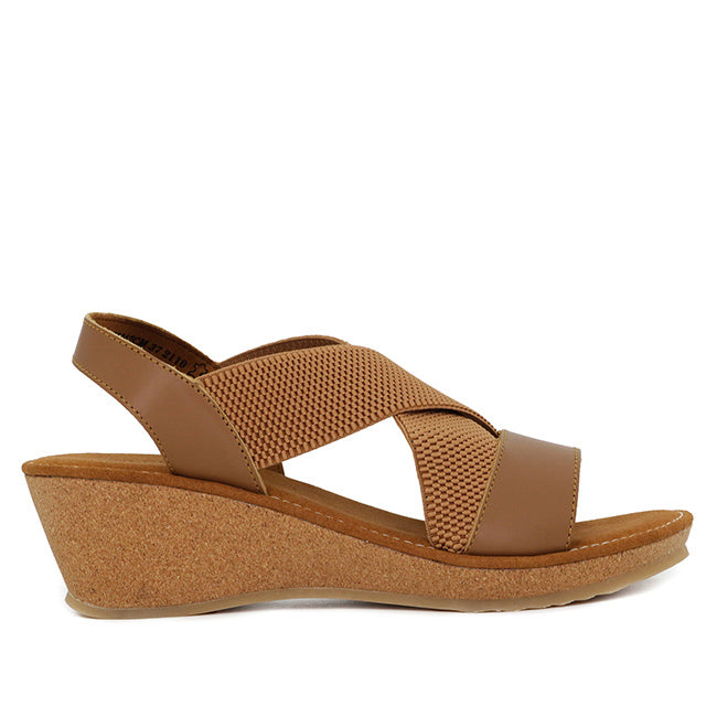 Obermain Sepatu Wedges Wanita Jasmin Mabley - Ankle Strap In Camel