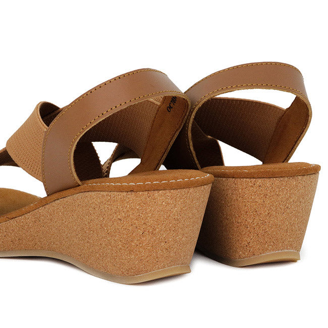 Obermain Sepatu Wedges Wanita Jasmin Mabley - Ankle Strap In Camel