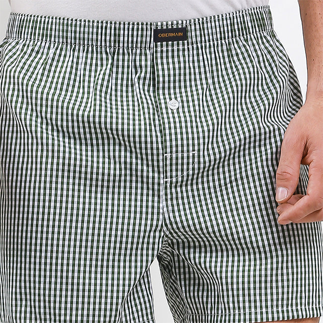 Obermain Pakaian Boxer Pria Woven Boxer In Green/Blue