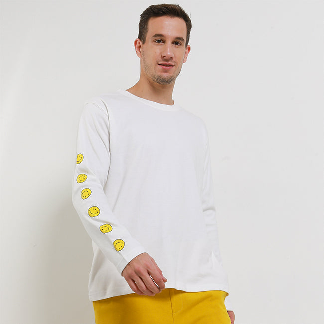 Obermain X Smiley Glee Long Sleeve Tee In White