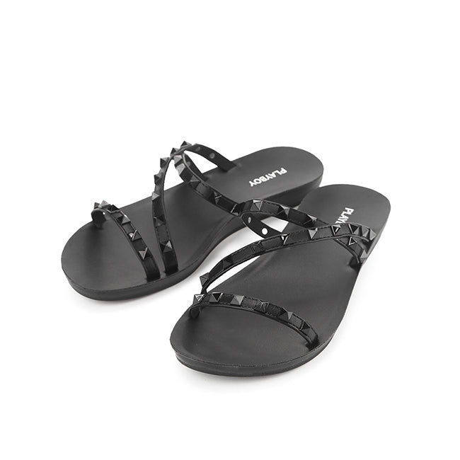 Playboy Sandal Wanita Flats Joanna In Black