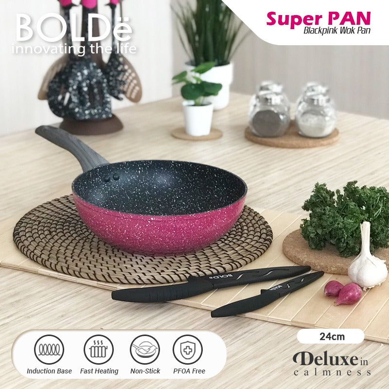 BOLDe Super Pan Wok 24 cm Black Pink