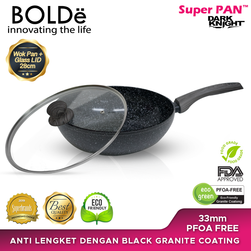 BOLDe Super Pan Wok 28 Black + Lid Glass