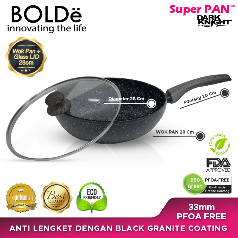 BOLDe Super Pan Wok 28 Black + Lid Glass