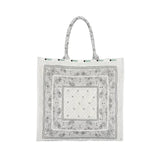 Lg Chain Quilt Tote In Bandana White