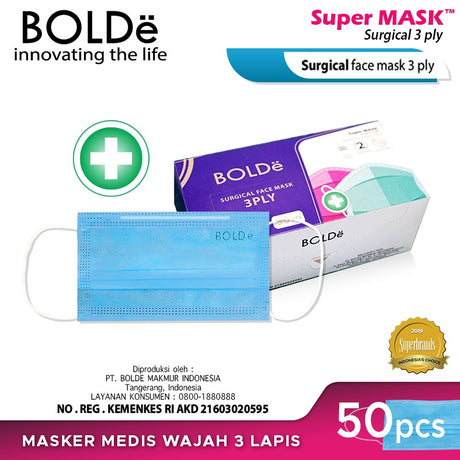 BOLDe Super Mask Surgical Mask 3 Ply 50 Pcs