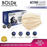 BOLDe Active Mask 3Ply 50 Pcs - Beige