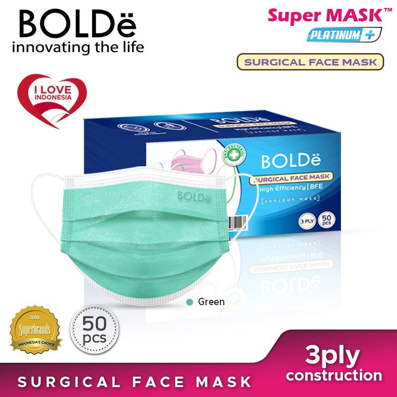BOLDe Surgical Mask Platinum Plus (hijau) 50 pcs