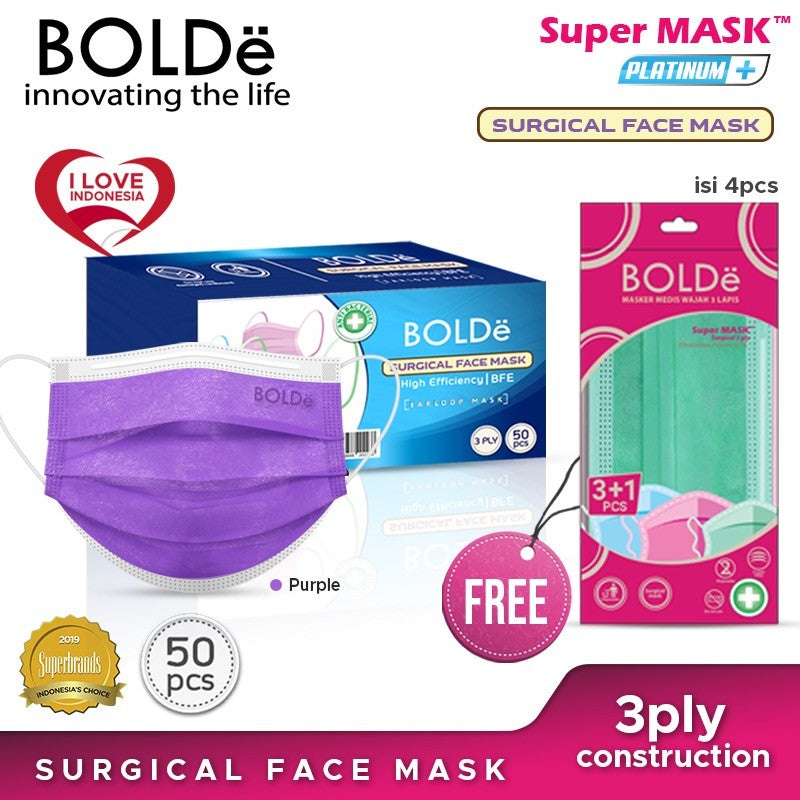BOLDe Surgical Mask Platinum Plus (Ungu) 50 pcs