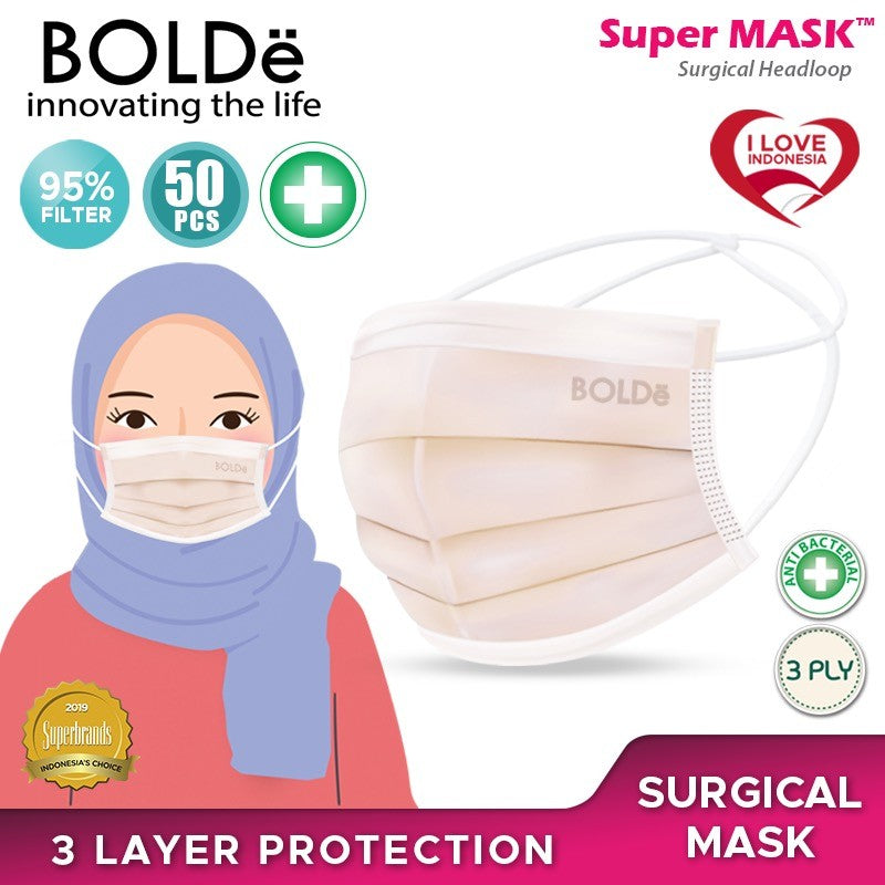 Bolde Surgical Face Mask Headloop Isi 50 - Beige