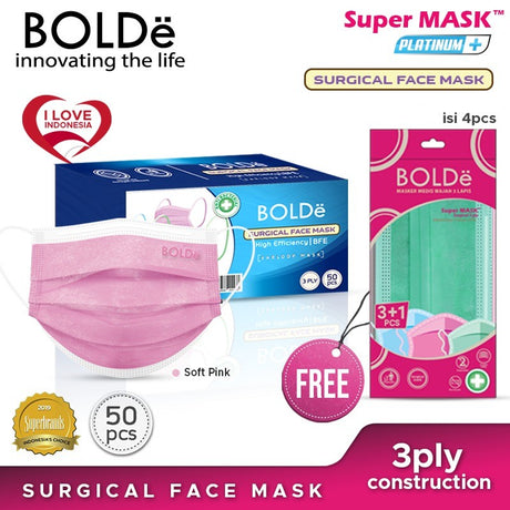 BOLDe Surgical Mask Platinum Plus (Pink Pastel) 50 pcs