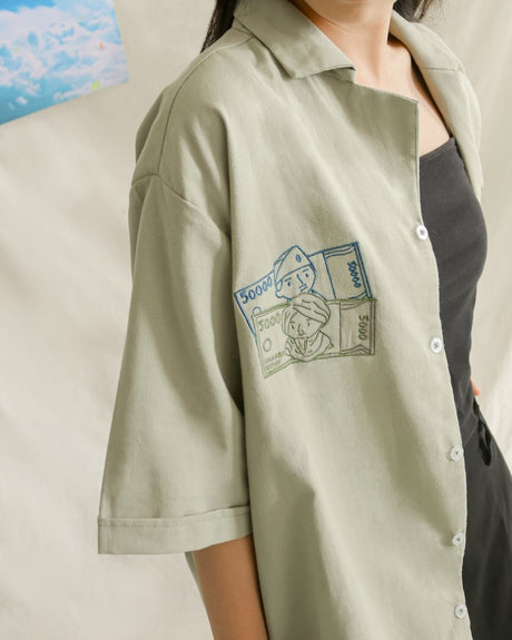 Marion Relax Shirt - Kemeja Casual Unisex - Sage S-M