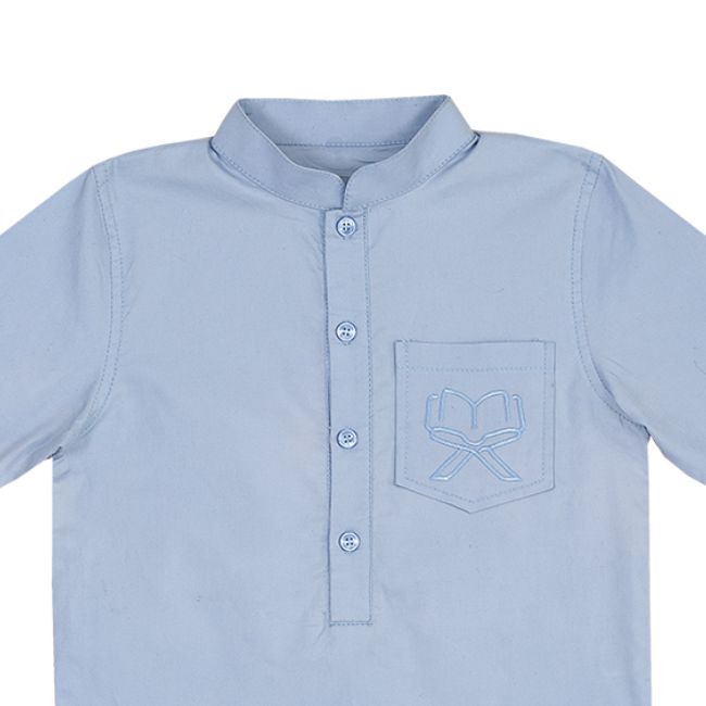 TORIO Koko Muslim Blue Shirt - Baju Koko Muslim Atasan Anak Laki-Laki