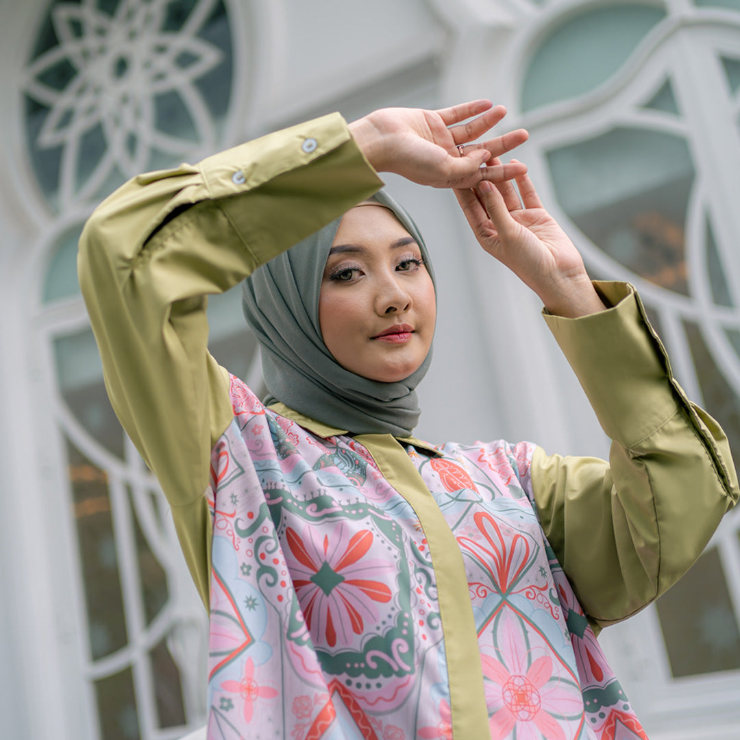 Sovlo - Amina Blouse - Atasan Fashion Wanita Lengan Panjang Olive_SD