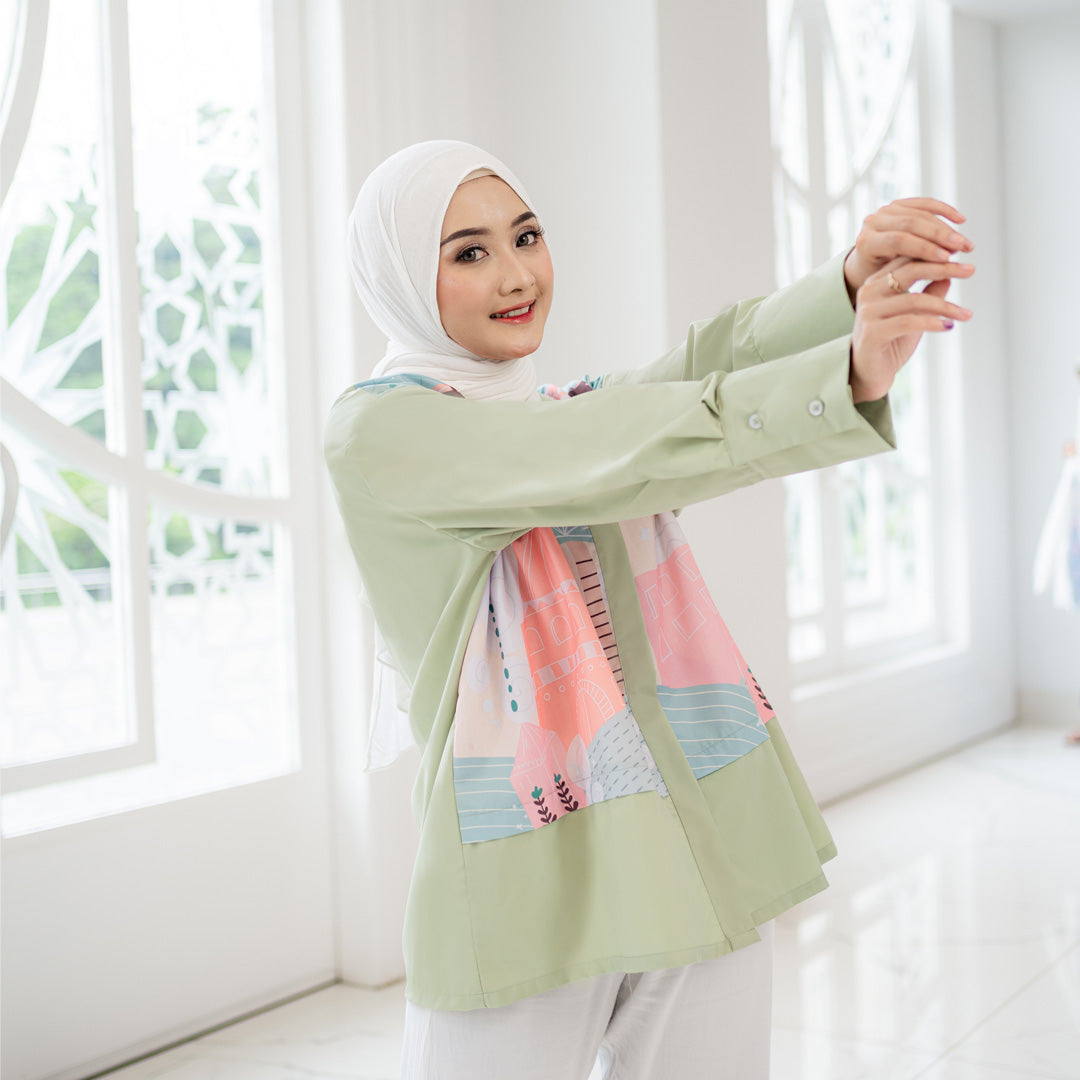 Sovlo - Amina Blouse - Atasan Fashion Wanita Lengan Panjang Sage_RC