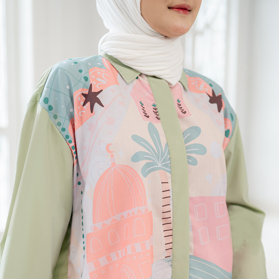 Sovlo - Amina Blouse - Atasan Fashion Wanita Lengan Panjang Sage_RC