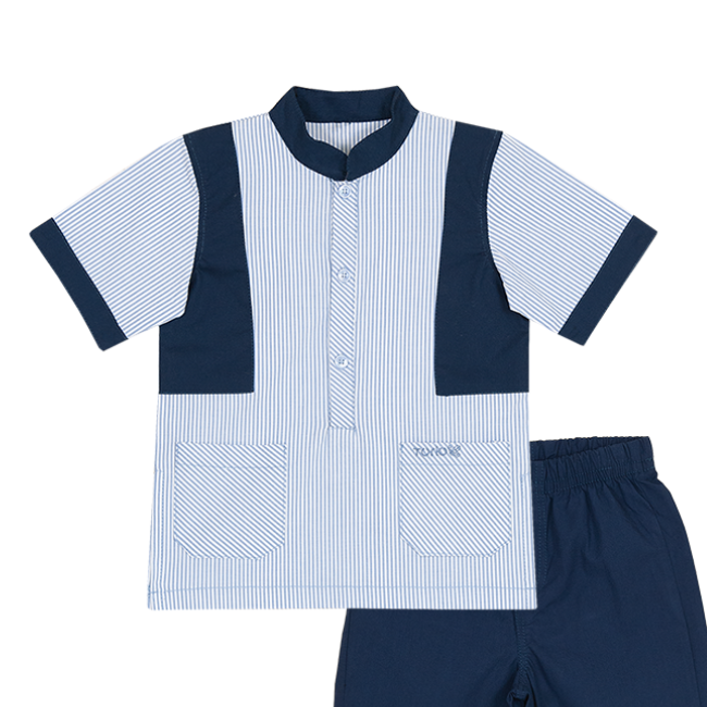 TORIO Blue Stripe Koko Muslim Set - Setelan Baju Koko Anak Laki-laki