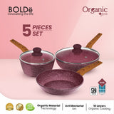 Organic Rose Pan Set 5pcs - Pan Anti Lengket Granite Coating