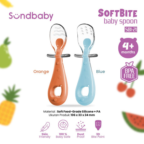 Sundbaby Softbite Baby Spoon Peach/pink