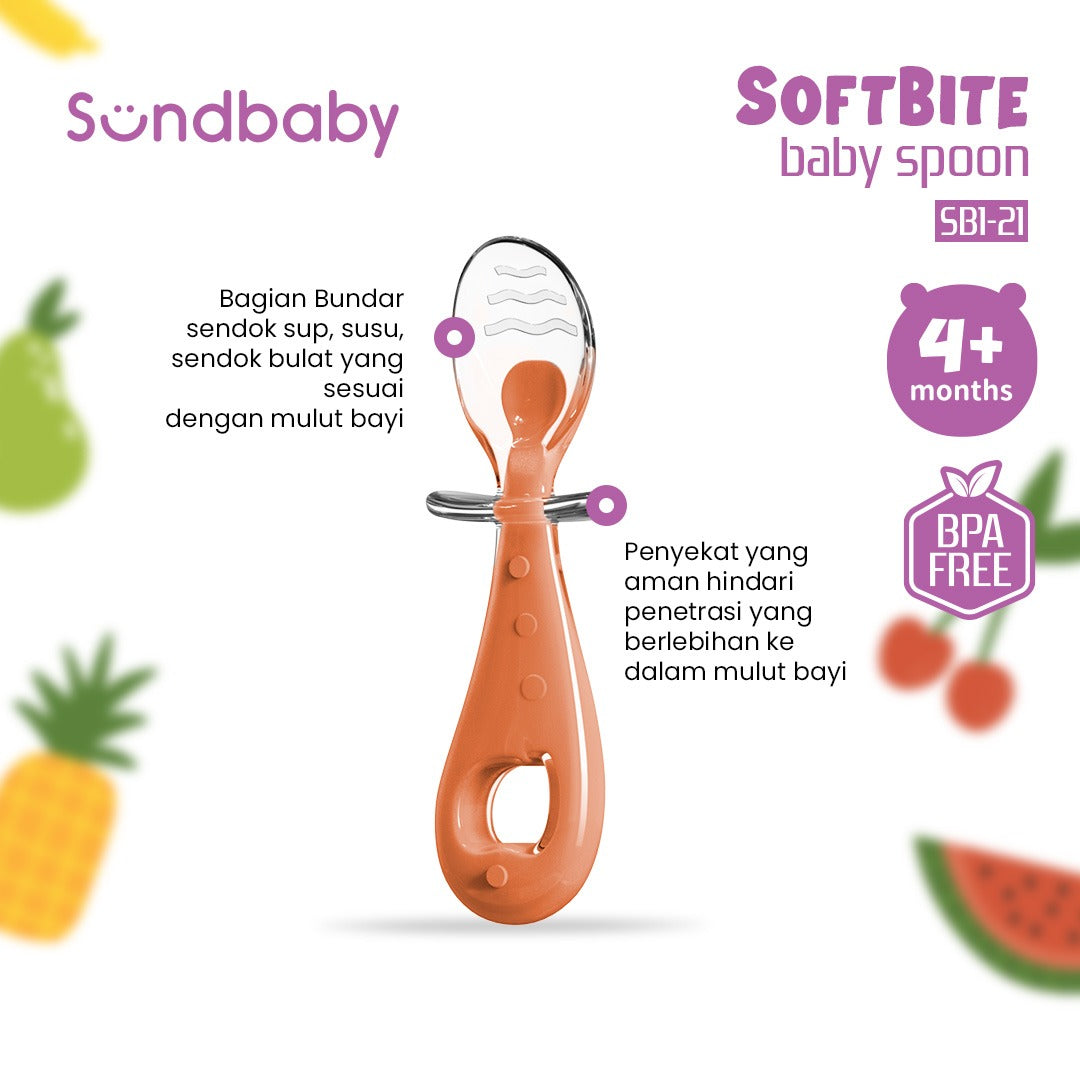 Sundbaby Softbite Baby Spoon Peach/pink