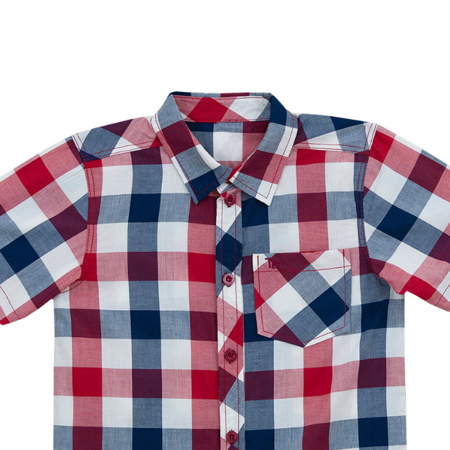 TORIO Smart Red Checkred Shirt - Kemeja Anak Laki-Laki