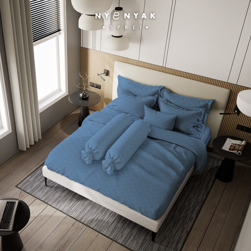Nyenyak Bed Cover Premium Cross Ash Blue