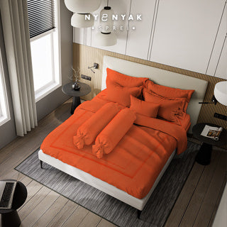 Nyenyak Bed Cover Premium Linens   -  Royal Bright Orange