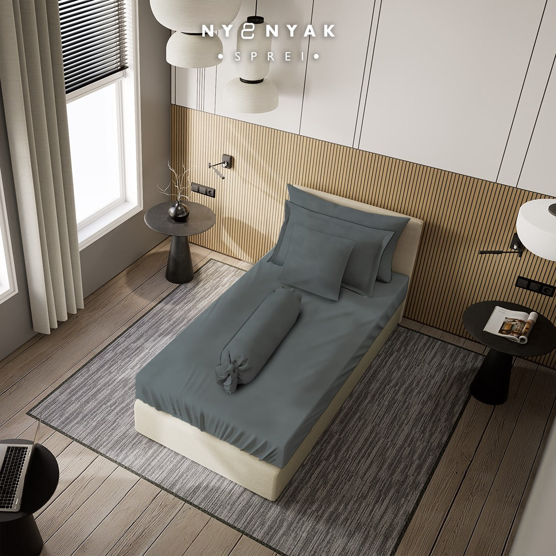 Sprei Nyenyak Solid Plain Steel Grey - Extra Single 100x200x20