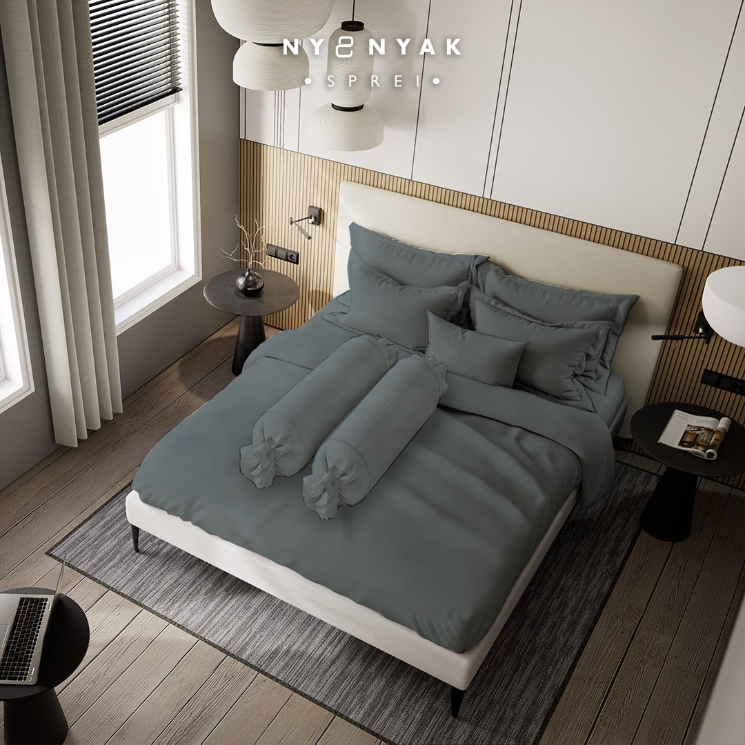 Nyenyak Bed Cover Solid Plain Steel Grey - King/Queen 220x220