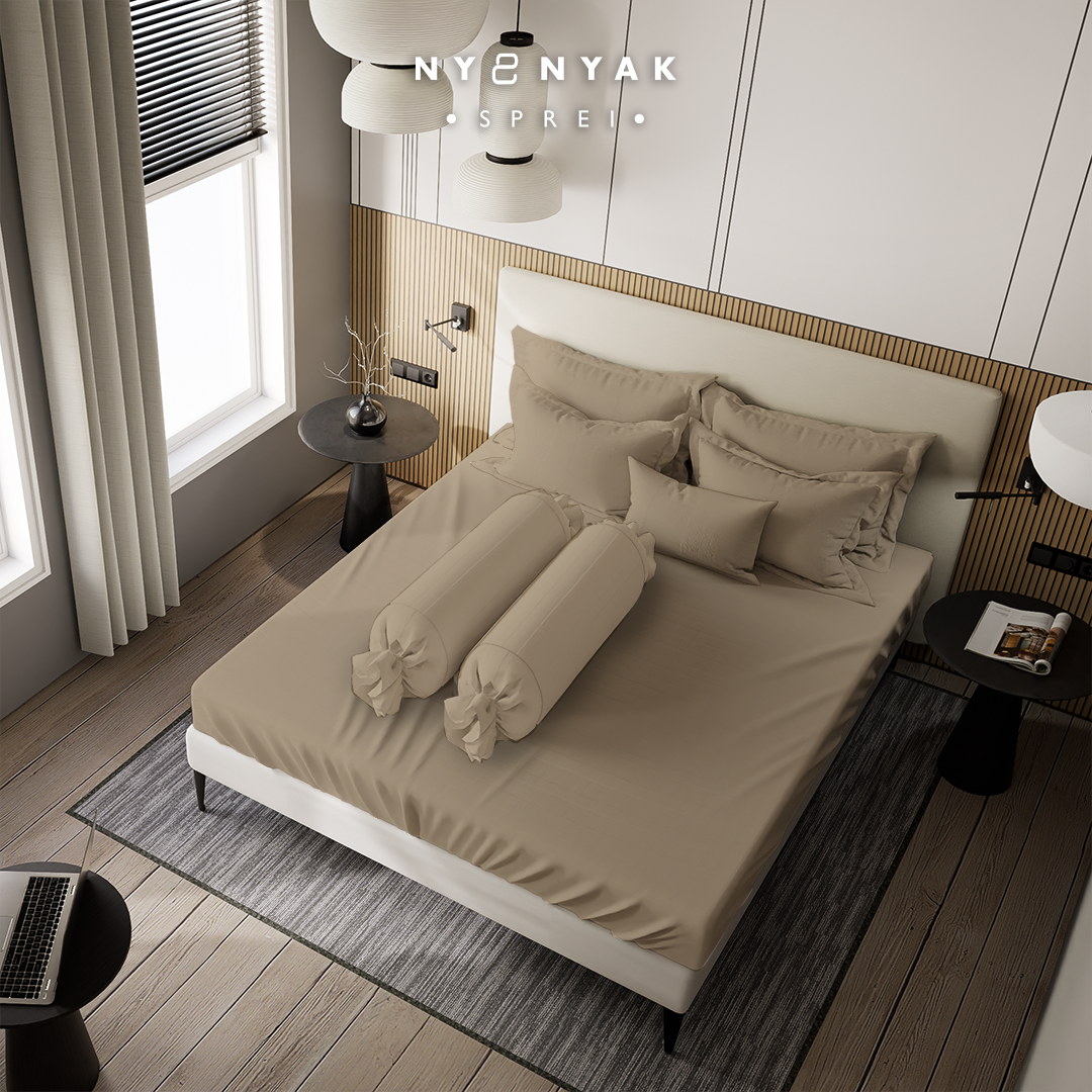 Sprei Nyenyak Solid Plain - Queen 160x200x20 - Khaki