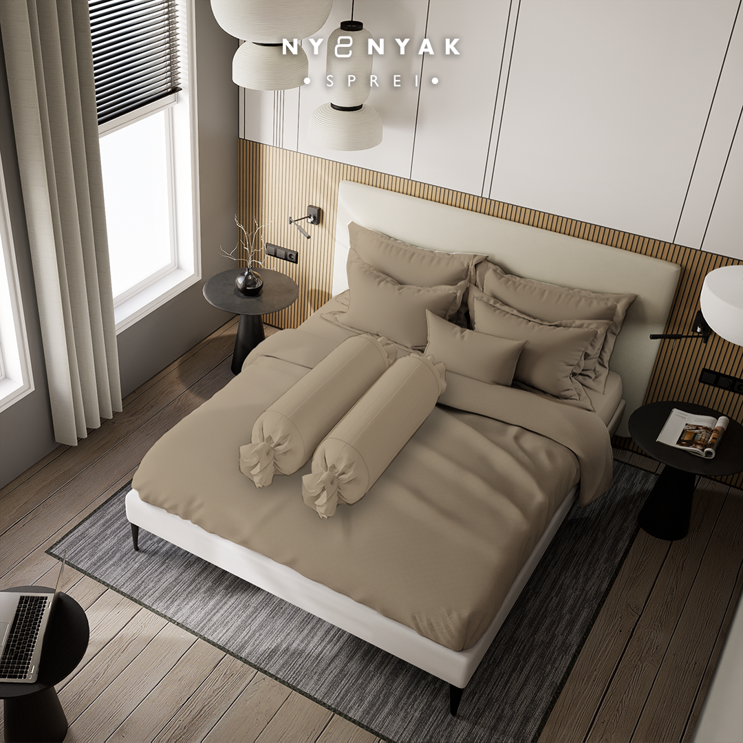 Bed Cover Nyenyak Solid Plain - Super King 240 x 240 - Khaki