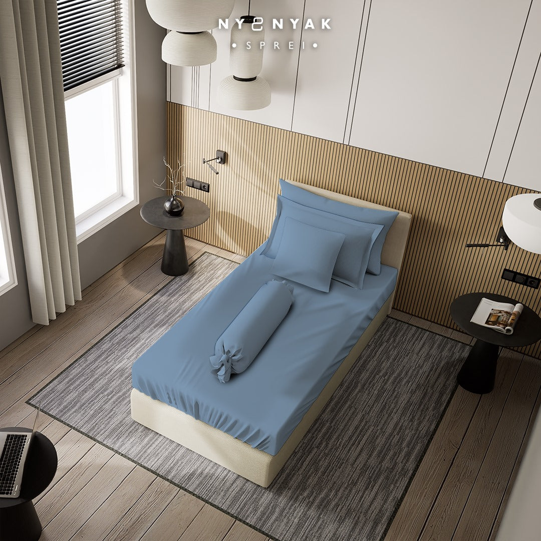 Sprei Nyenyak Solid Plain - Single 120x200x20 - Stone Blue