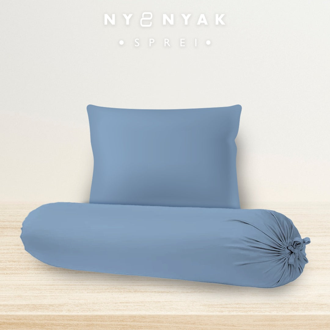Sarung Bantal Guling Nyenyak Solid Plain - Stone Blue