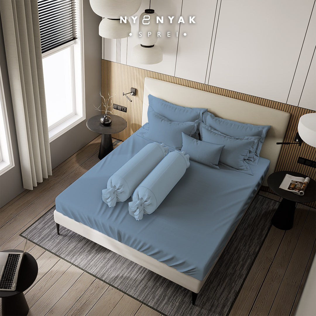 Sprei Nyenyak Solid Plain - Queen 160x200x30 - Stone Blue