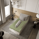 Sprei Nyenyak Solid Plain Lime & Sarung Bantal Guling Jade - Single 120x200x30