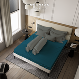 Sprei Nyenyak Solid Plain Pine Green & Sarung Bantal Guling Steel Grey - Queen 160x200x20