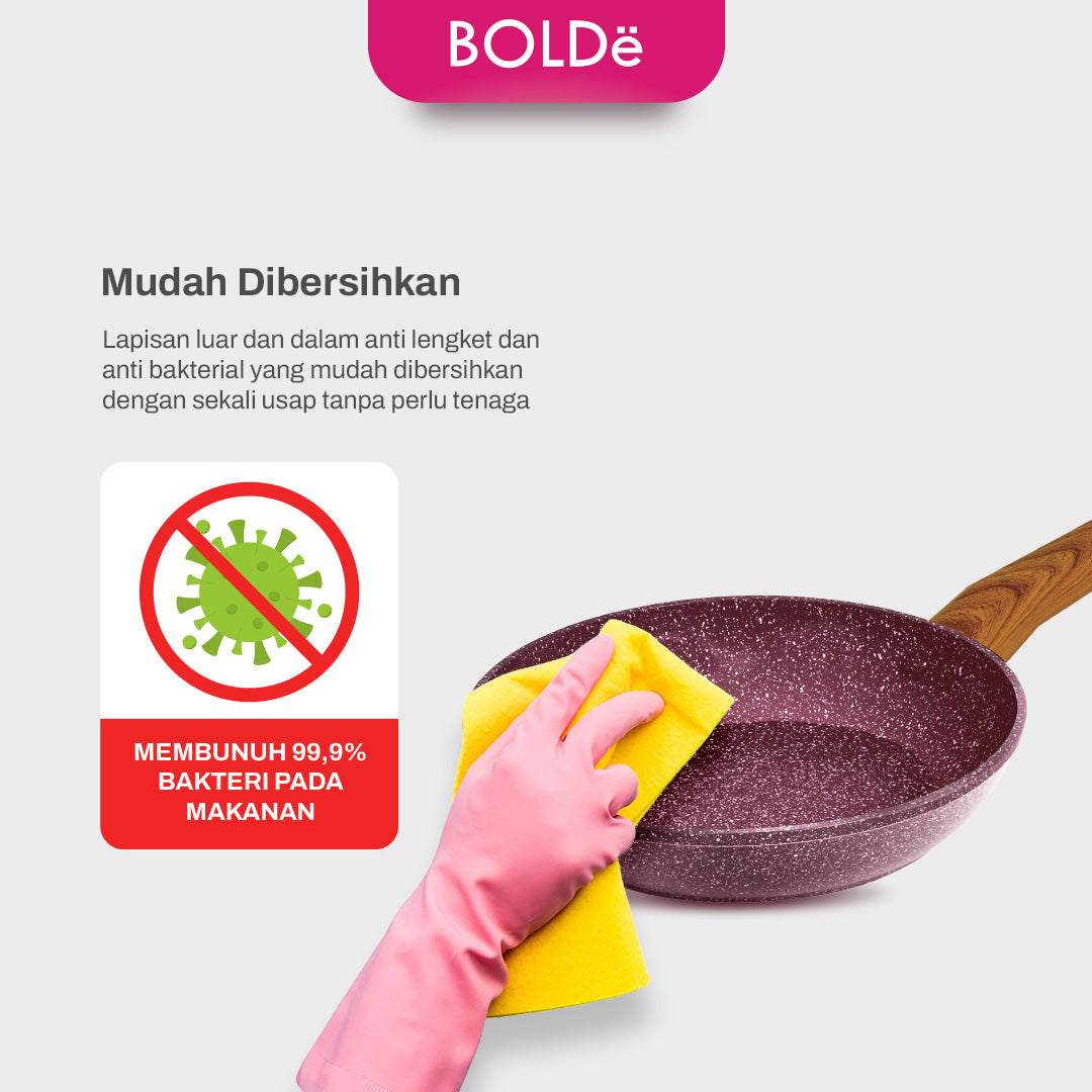 Organic Rose Pan Set 5pcs - Pan Anti Lengket Granite Coating