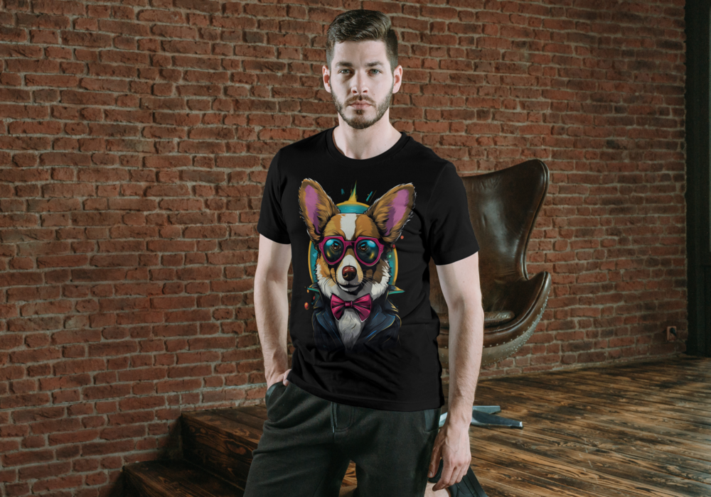 T-Shirt Short Sleeve Animals Print Unisex - Awesome Corgi