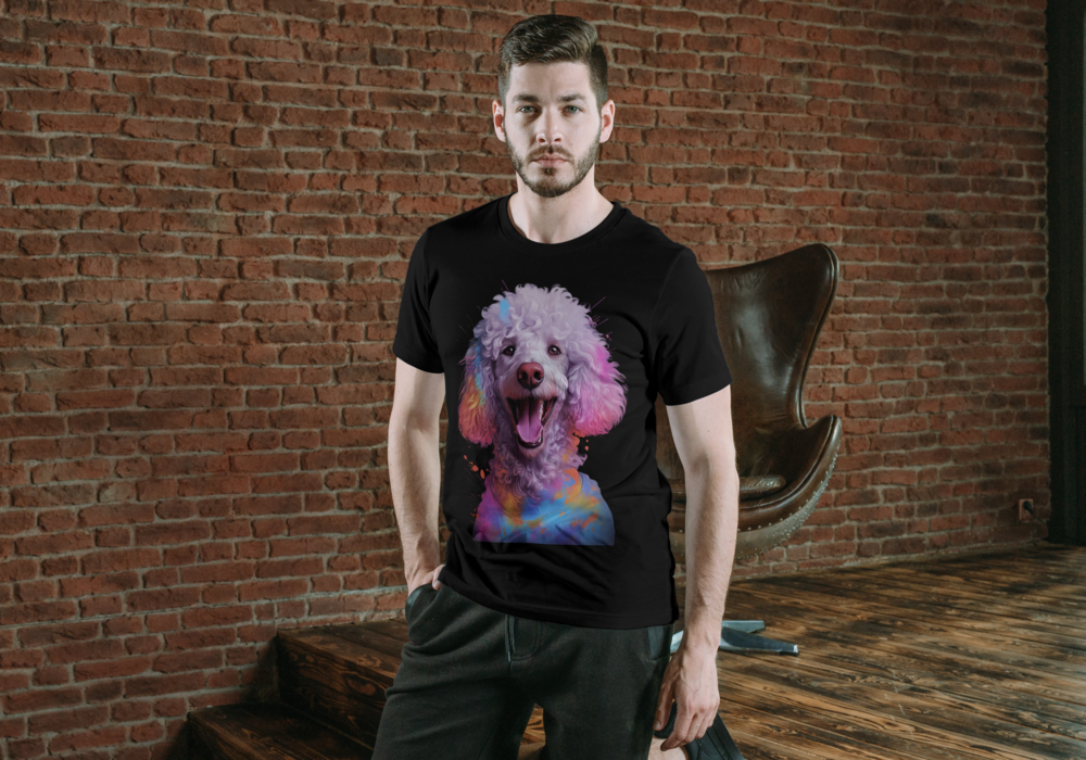 T-Shirt Short Sleeve Animals Print Unisex - Cute Poodle