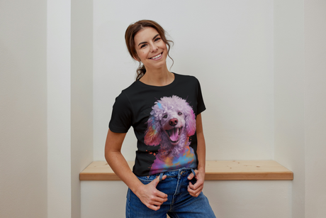 T-Shirt Short Sleeve Animals Print Unisex - Cute Poodle