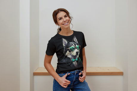 T-Shirt Short Sleeve Animals Print Unisex - Handsome Siberian