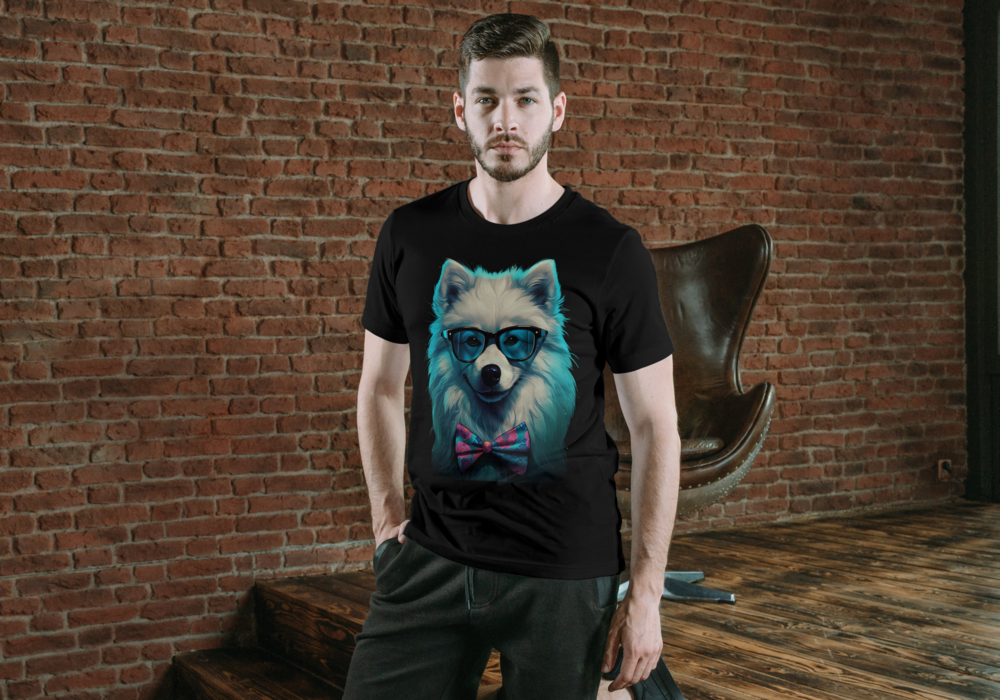 T-Shirt Short Sleeve Animals Print Unisex - White Husky