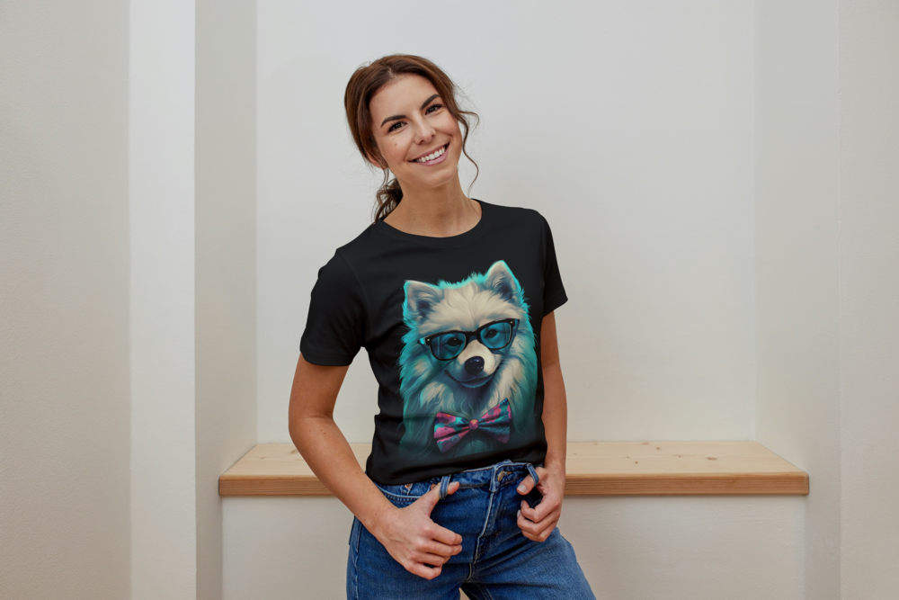 T-Shirt Short Sleeve Animals Print Unisex - White Husky