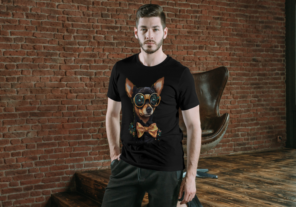 T-Shirt Short Sleeve Animals Print Unisex - Handsome Chi
