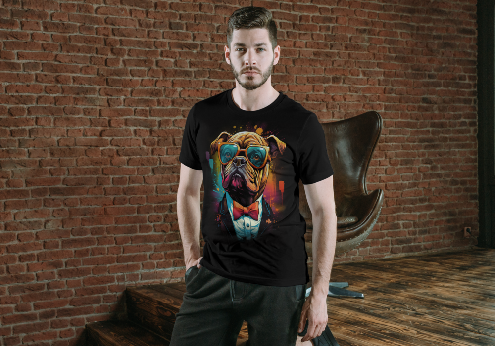 T-Shirt Short Sleeve Animals Print Unisex - Bulldog