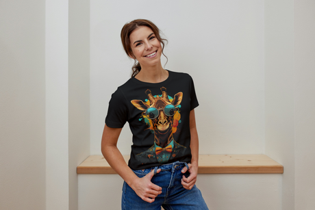 T-Shirt Short Sleeve Animals Print Unisex - Cool Giraffe