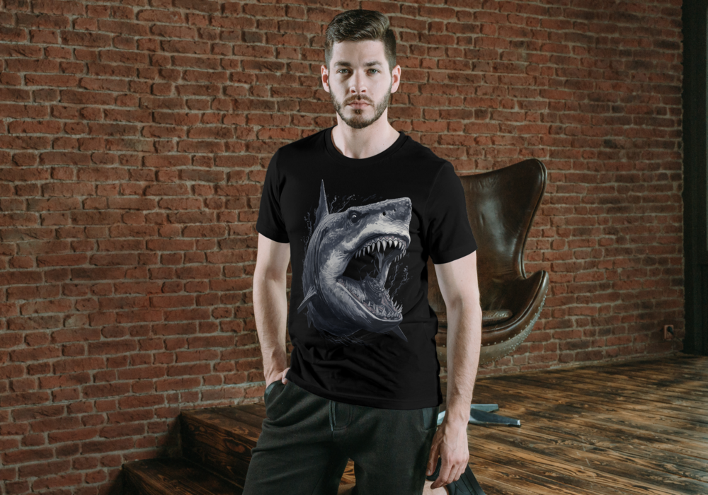 T-Shirt Short Sleeve Animals Print Unisex - Jaws